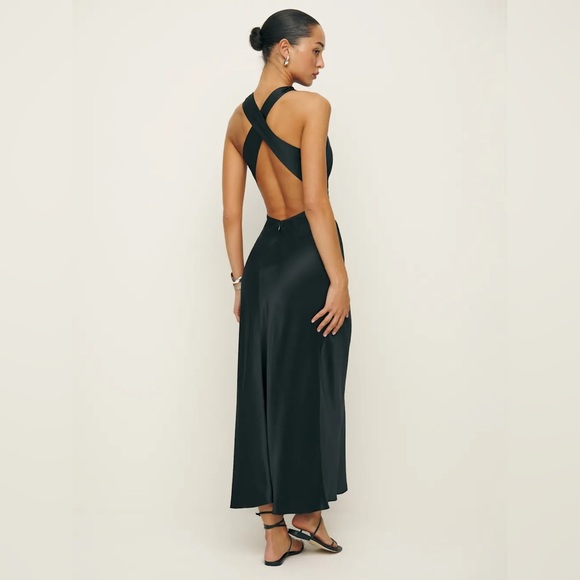 NWT Reformation black silk Casette maxi dress - Picture 4 of 11